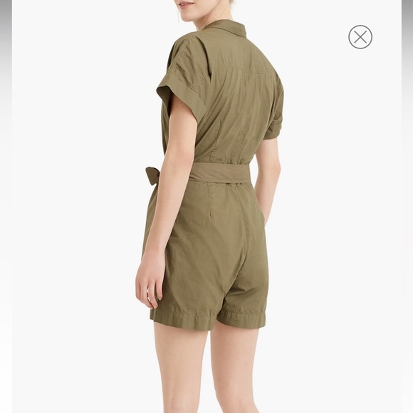 J.CREW SOLID OLIVE GREEN BUTTON-ON ROMPER SIZE 4 - Picture 3 of 9